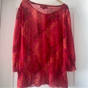 🩷🧡 JONES NEW YORK Fuchsia, Black, Orange, and White Peplum Blouse - Size 2X